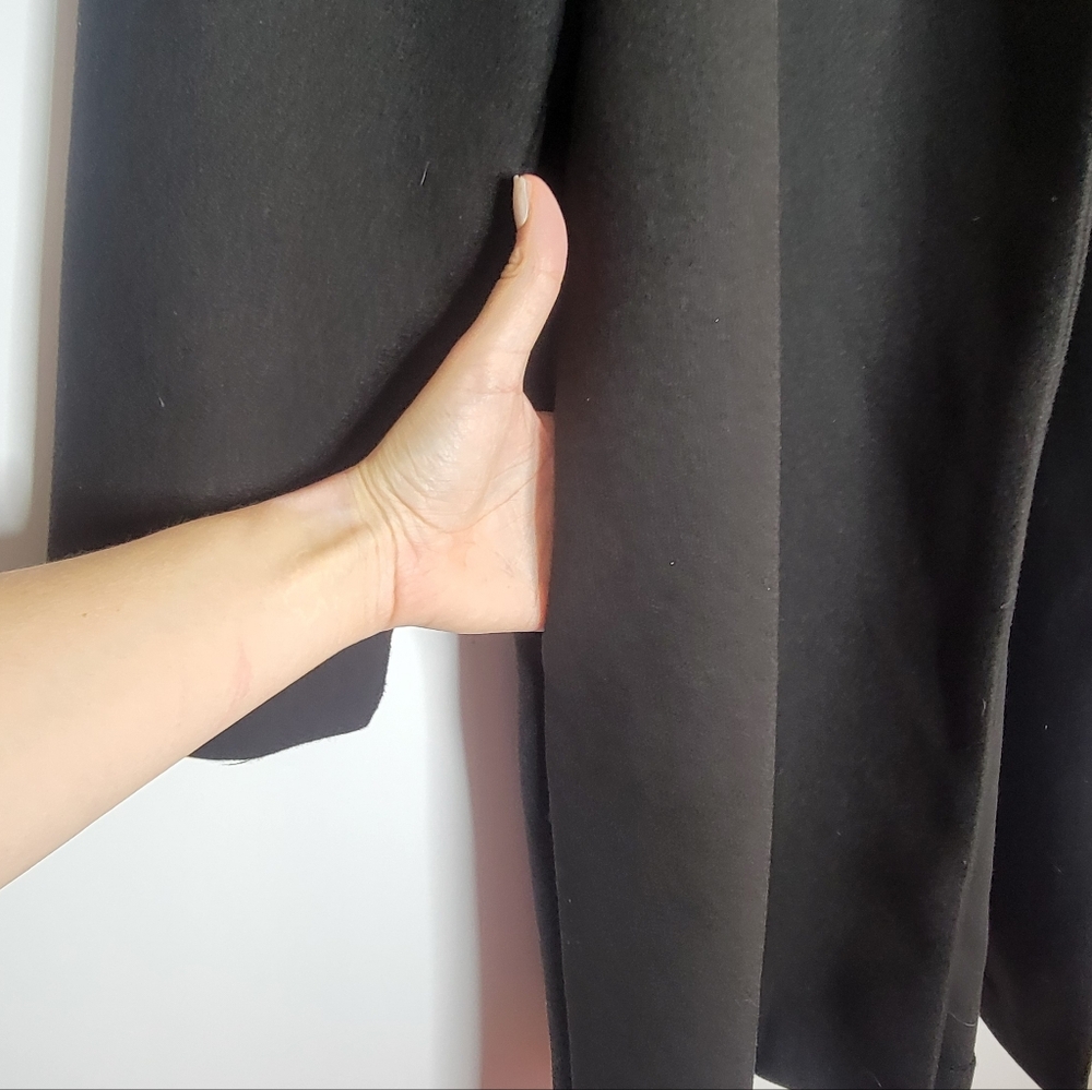 ZARA Black Long Open Front Coat Minimalist Tailored Jacket Size M - Picture 3 of 9